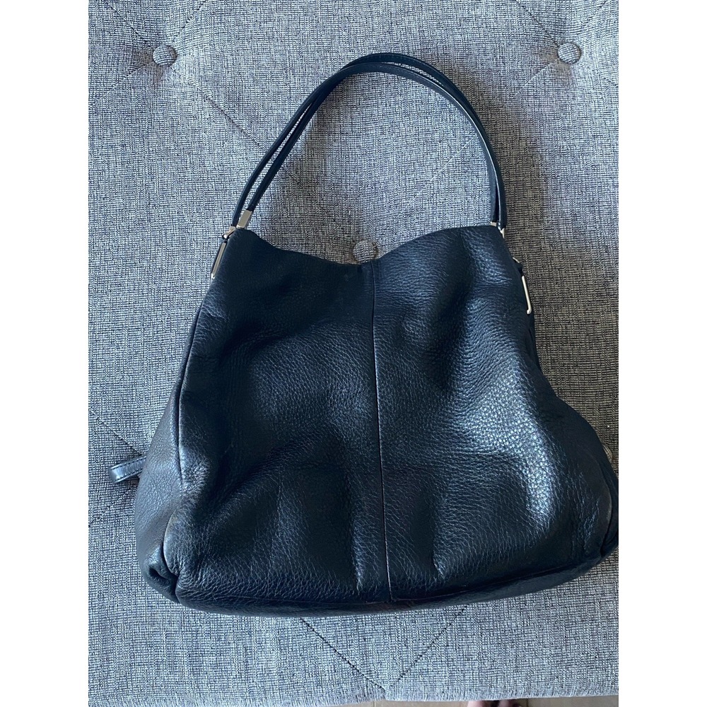 Coach Madison Phoebe Black Pebbled Leather Compartment Shoulder Bag 26224